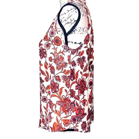 Loft floral burnt orange blouse small - Picture 3 of 5